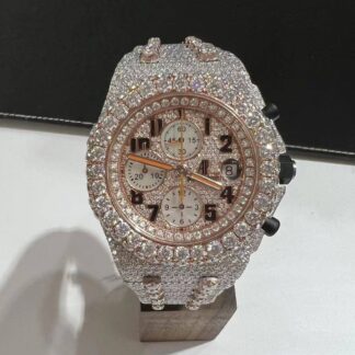 Audemars Piguet Moissanite Iced Out Two-Tone Rose Gold Black Numbers