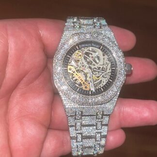 Iced Out VVS Moissanite Diamond AP Audemars Piguet Skeleton Bust Down Luxury Watch (Pass Diamond Tester)