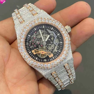 Iced Out VVS Moissanite Diamond AP Audemars Piguet Skeleton Bust Down Luxury Watch (Pass Diamond Tester)