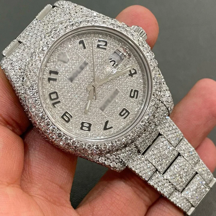 Iced Out VVS Moissanite Diamond Rolex Bust Down Luxury Watch (Pass Diamond Tester)