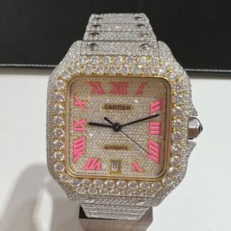 Iced Out VVS Moissanite Diamond Cartier Bust Down Luxury Watch (Pass Diamond Tester)