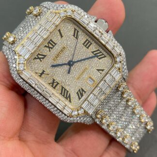 Iced Out VVS Moissanite Diamond Cartier Bust Down Luxury Watch (Pass Diamond Tester)