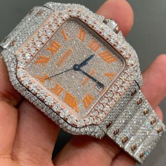 Iced Out VVS Moissanite Diamond Cartier Bust Down Luxury Watch (Pass Diamond Tester)