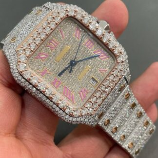 Iced Out VVS Moissanite Diamond Cartier Bust Down Luxury Watch (Pass Diamond Tester)