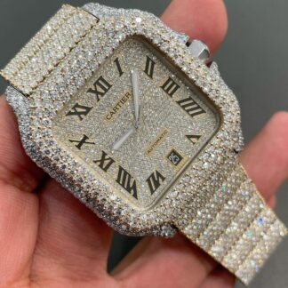 Iced Out VVS Moissanite Diamond Cartier Bust Down Luxury Watch (Pass Diamond Tester)