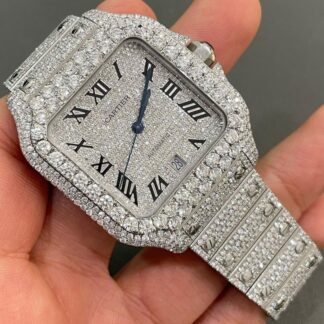 Iced Out VVS Moissanite Diamond Cartier Bust Down Luxury Watch (Pass Diamond Tester)
