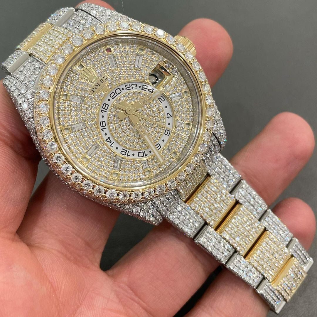 Iced Out VVS Moissanite Diamond Rolex Bust Down Luxury Watch (Pass Diamond Tester)