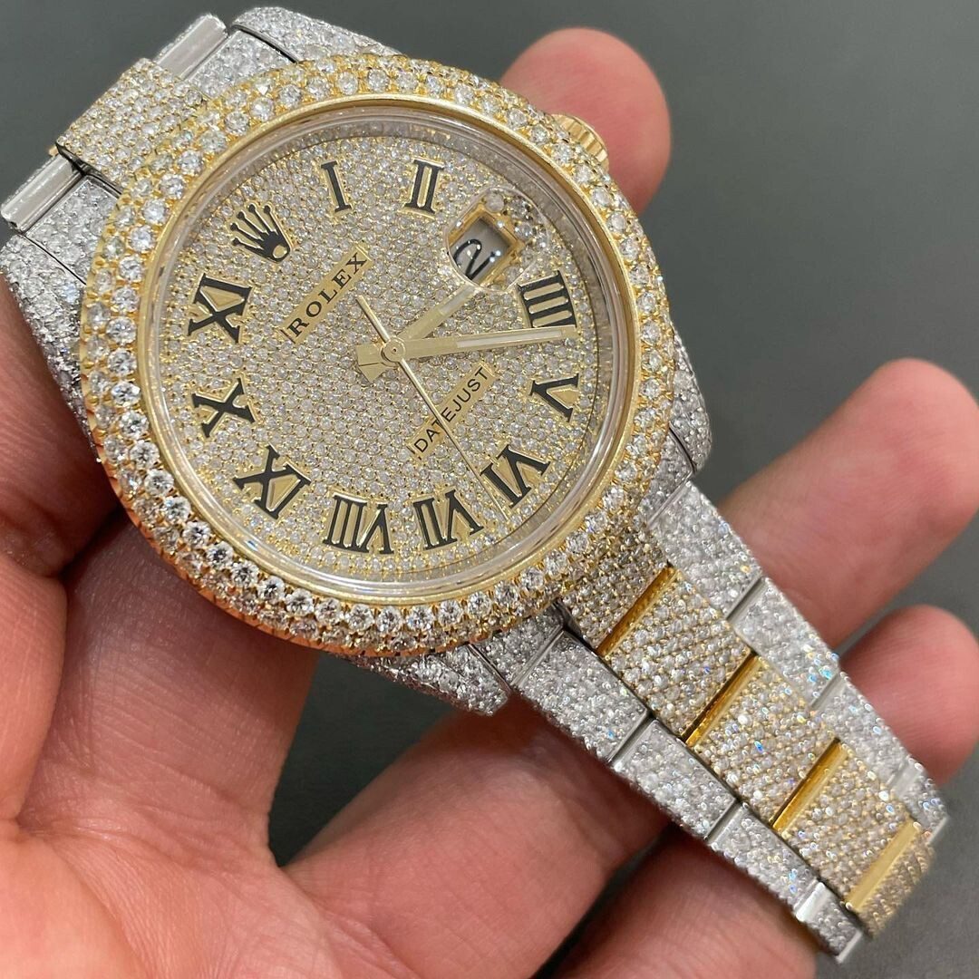 Iced Out VVS Moissanite Diamond Rolex Bust Down Luxury Watch (Pass Diamond Tester)