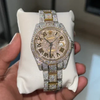 Rolex Datejust Iced Out Moissanite Watch with Oyster Strap