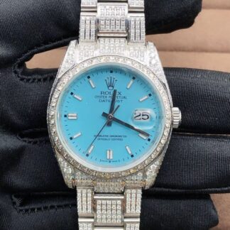 Rolex Datejust Moissanite Diamond Watch – Tiffany Blue Dial 41 MM Watch