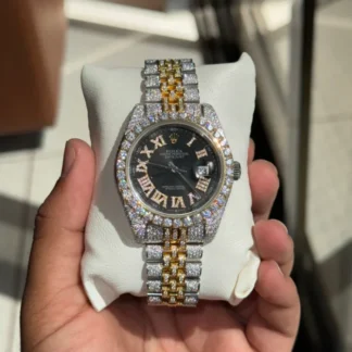 Rolex Datejust with Roman Dial Moissanite Watch