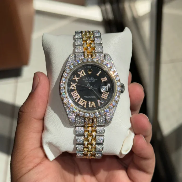 Rolex Datejust with Roman Dial Moissanite Watch